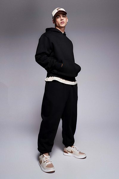 BayBayan Ανδρικό Oversize Winter Kangaroo Pocket Model Σετ απλό αθλητικό κοστούμι