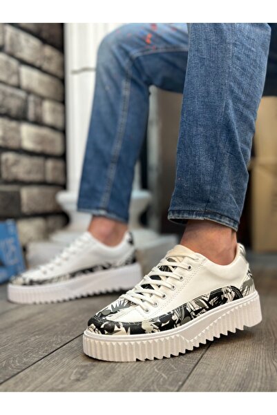 BOA High Sole Black Patterned Men's Sports Shoes - Ba0801