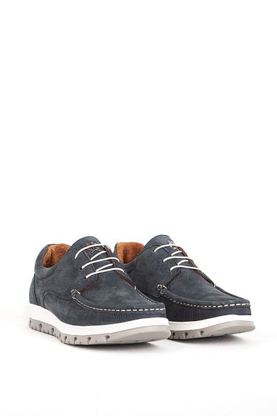 MARCOMEN Men's Casual Comfort Shoes - Lace-up and Airbag Sole, Genuine Leather, Navy Blue 19601