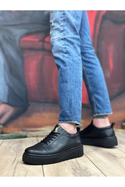 BOA Ba8104 Boa High Black Sole Black Skin Lace-Up Men's Shoes