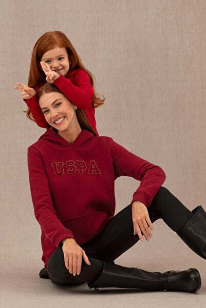 U.S. Polo Assn. Women's Burgundy Hooded Basic Sweatshirt 50276022 -Vr014