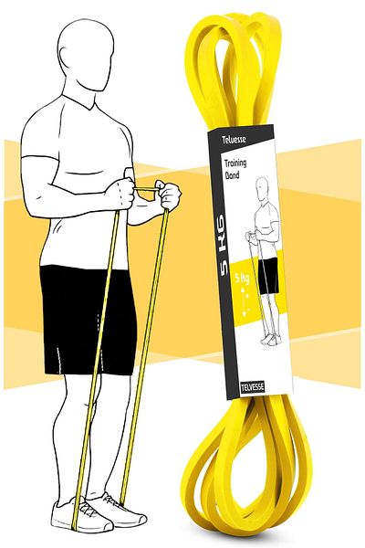 Telvesse 5kg Resistance Band - Muscle Building Rubber, Lightweight Hard Fitness Pilates Cross Training Band, Yellow