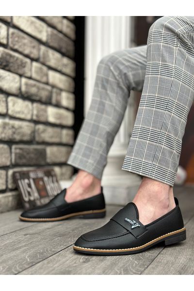 BOA BA0009 Leather Tasseled Corcik Black V Fashion Buckle Classic Men's Shoes