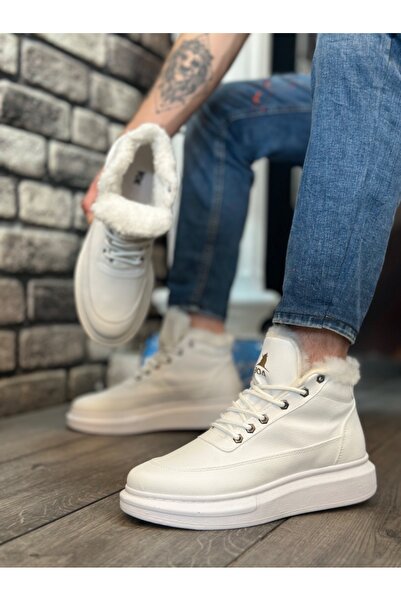 Genel Markalar Ba0151 Içi Kürklü Bağcıklı Beyaz Erkek Tarz Spor Bot