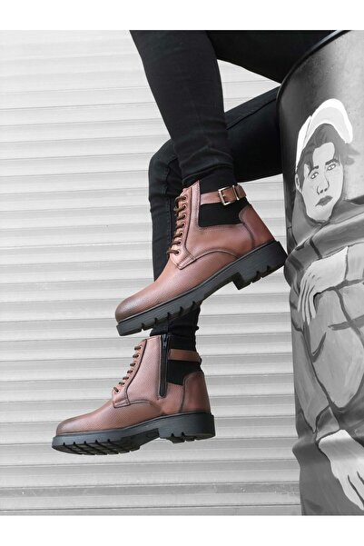 BOA BA0186 Zippered Buckle Tan Men's Classic Sports Classic Half Ankle Boots