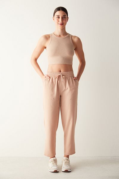Penti Beige Halter Neck Corded Crop Tank Top