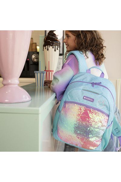 Gabol Rucsac de școală Blue Sequin Fantasy pentru fete școală primară și gimnazială