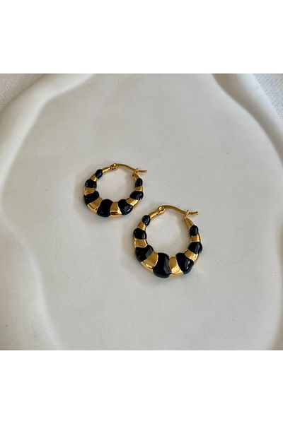 DEMOKAN Women's Steel Earrings Colorful Line Detail Hoop Earrings
