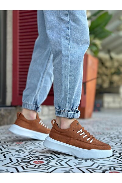 BESKAR BA0332 Ανδρικό αθλητικό παπούτσι από τεχνητό δέρμα Tan Leather – Αναπνεύσιμη δομή