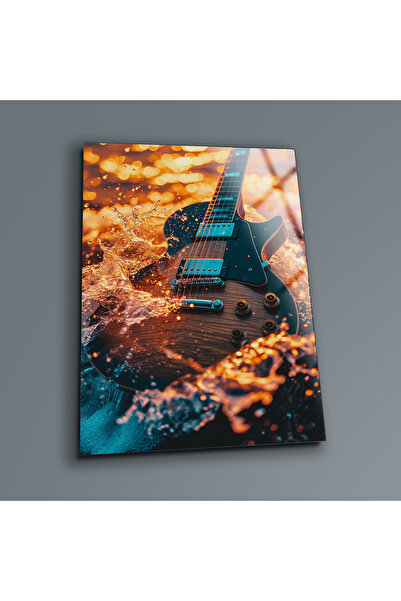 BV DEKOR Pictură modernă din sticlă cu chitară, imprimare UV pe sticlă temper...