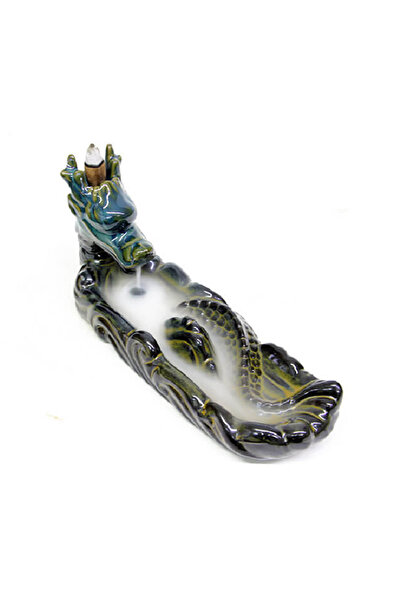 Tesbihane Ejderha Tasarım Mix Renkli Geri Akışkanlı Seramik Tütsülük