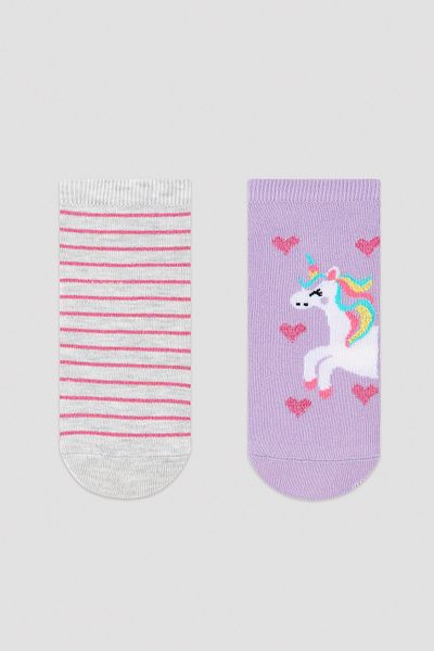 Penti Lilac Unicorn Patterned Girl's Booties Socks Set of 2