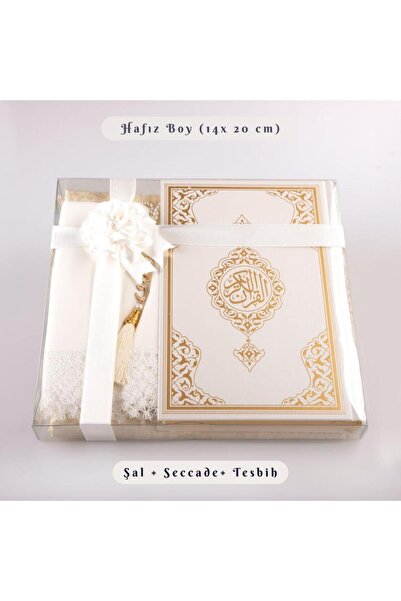 Hayrat Neşriyat Şal + Tesbih + Kuran Hediye Seti (Hafız Boy, Standart Cilt, B...