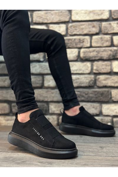 BOA BA0307 BOA Thick Suede High Sole Double Tape Black Men's Shoes