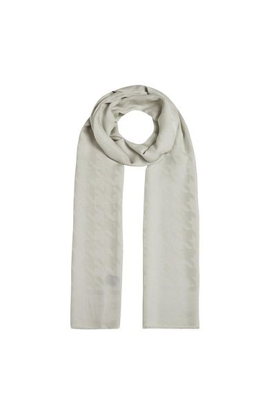 ipekevi Four Seasons Sand White Houndstooth Patterned Monogram Shawl