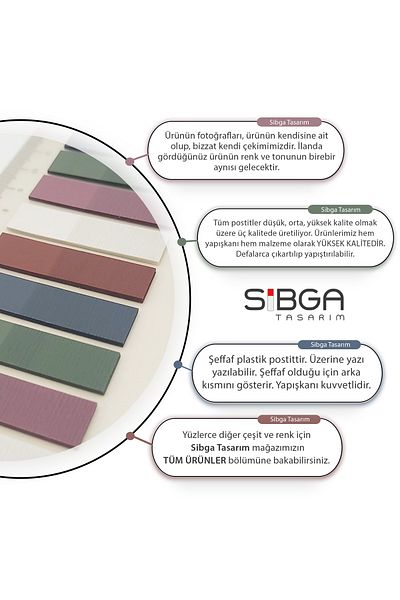sibga tasarım Transparent Colored Postit Post-it Post ItBookmark Bookmark Postit Sticker Note Paper 200 Sheets