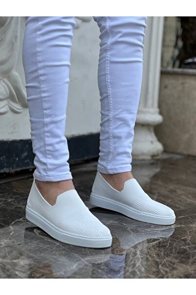 BESKAR KB 114 Λευκά Πλεκτά Ανδρικά Παπούτσια Casual – Αντιολισθητική σόλα