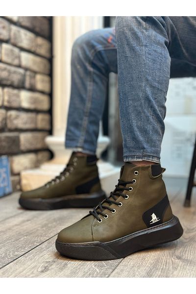 BOA Ba0155 Lace-Up Ανδρικές Αθλητικές Μπότες Χακί με ψηλή σόλα