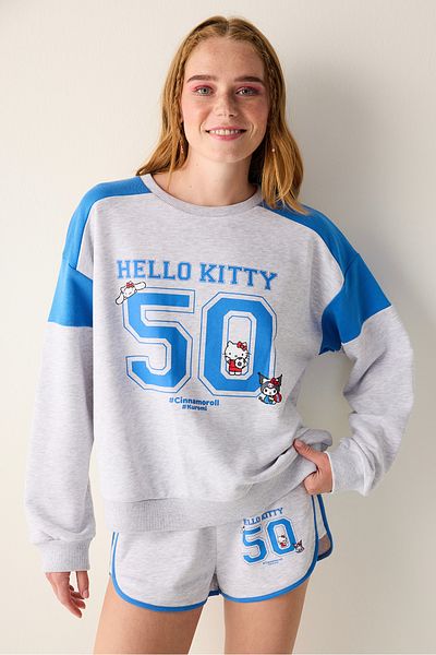 Penti Sanrio Printed Gray Melange Crew Neck Sweatshirt