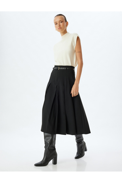 Koton Black Women's Pleated Skirt