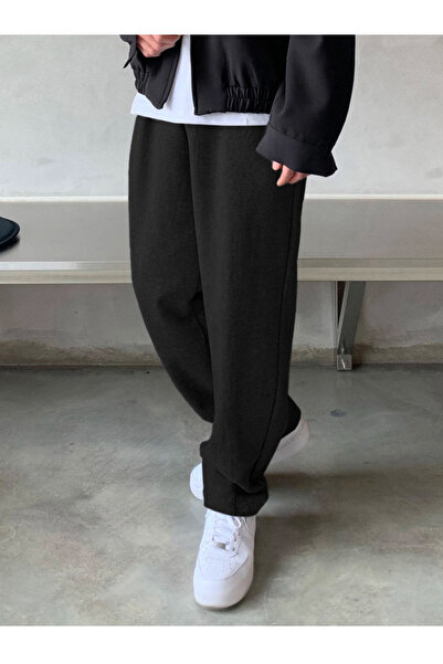 yx yustex sport Pantaloni de sport negri Walker largi, largi, cu 2 fire, gros...