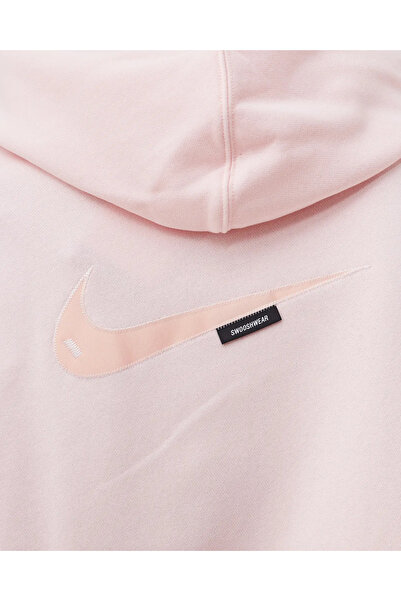 Nike Sportswear Swoosh Fleece Hoodie SS22 Oversize Pembe Kadın Sweatshirt