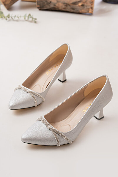 macella Dámské stříbrné třpytivé boty na nízkém podpatku