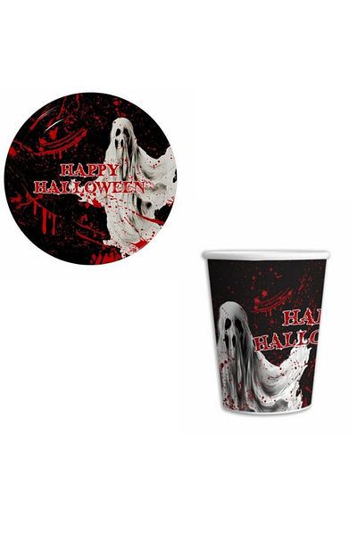 parti sürprizi Halloween Halloween Set of 8 Plates and Glasses