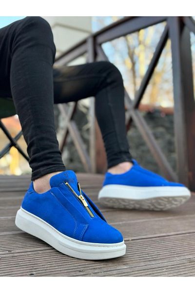 BOA Ανδρικά παπούτσια Ba0310 Boa Thick Suede με ψηλή σόλα με φερμουάρ μπλε