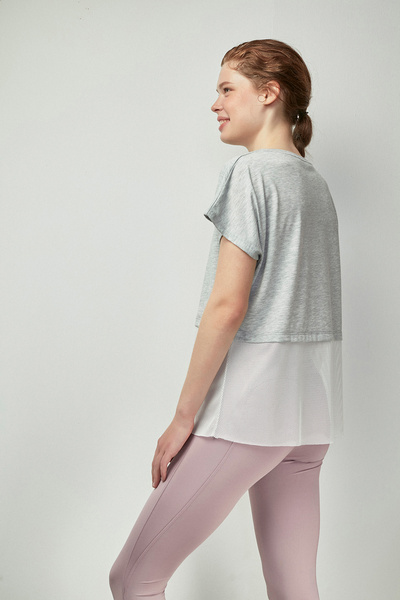 Penti Gray-Melange Mesh T-Shirt