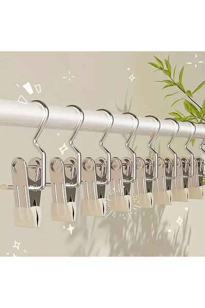 DANİSKA 10Pcs Stainless Steel Multifunctional Hook Clips - Scarf Shawl Hanger