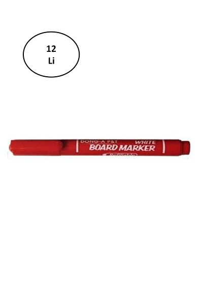 Dong-A 232130   - 12 Red Whiteboard Pencils, Refillable Round Nib