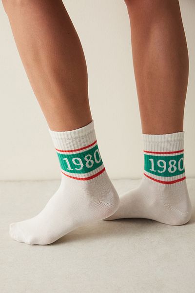 Penti Ретро чорапи от 1980 г. в бяло-зелено, 2 чифта