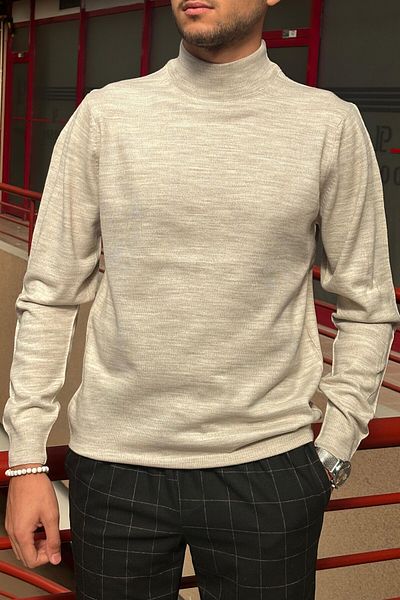 inpool Men's, Slim-Fit, Old Money, Half-Neck Knit Sweater