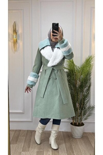 Tebrikler tekstil Winter Stylish Women's Jacket - with Bracelet and Collar Fur, New Season M9024