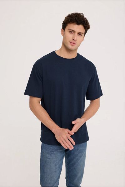 The Crow Crew Neck Printed Navy Blue Men's T-shirt Tc9010 Basic