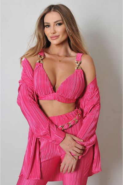 ByRanaBuyuk Pink 3-Piece Pleat Set