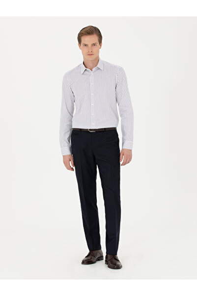 Cacharel Koyu Lacivert Slim Fit Yün Karışımlı Kumaş Pantolon 50270151-VR100