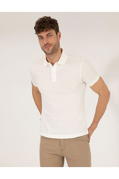 Pierre Cardin Λευκό μπλουζάκι με λαιμόκοψη Polo Basic 50262660-VR013