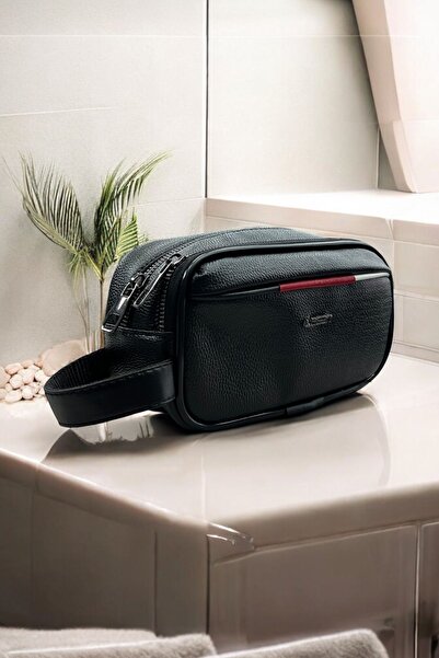 LEGAN Unisex Siyah 1.Sınıf Suni Deri Portföy Traşlık El Çantası