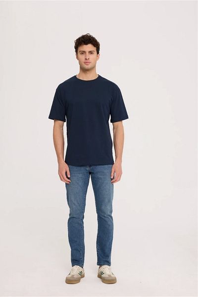 The Crow Crew Neck Printed Navy Blue Men's T-shirt Tc9010 Basic