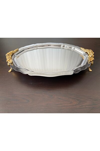 atabey home collection 2 قطعة صينية تقديم القهوة والشاي والوردي مع أرجل بيضاوية 32 سم