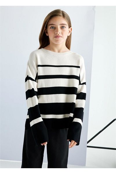 MAYORAL Pulover pentru fete cu dungi negre - 7311