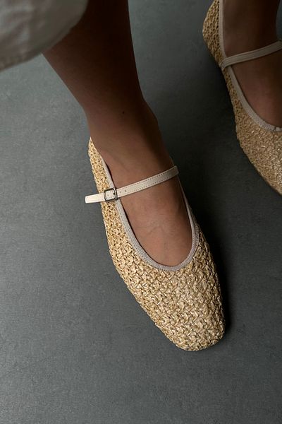 Mupa Shoes Balerini de damă bej din paie