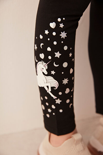 Penti Siyah Kız Çocuk Ballerina Unicorn Tayt