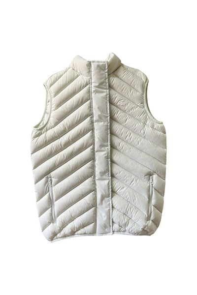 Lacoste Women's Stand-Up Collar Quilted White Vest