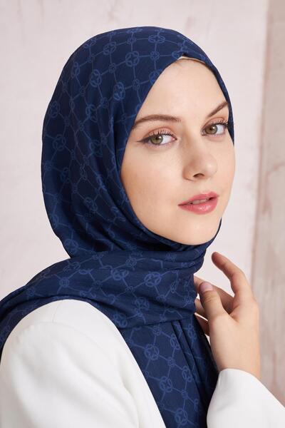 Aker Elegance Monogram Şal - Lacivert 921