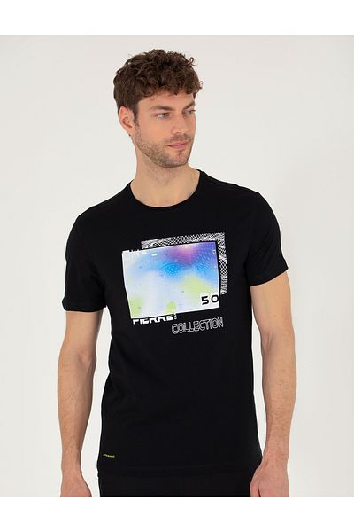 Pierre Cardin Μαύρο μπλουζάκι με στάμπα με λαιμόκοψη 50262654-vr046
