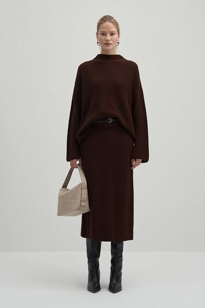 mathilda store Bitter Brown Sara Knitwear Skirt Sweater Set