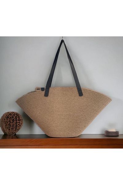 Bohemahomedecor Ψάθινη τσάντα παραλίας από γιούτα